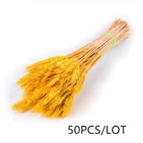 50PC/lot Artificial Wheat Ears Natural Dried Flowers Grain Bouquet for Wedding Party Decor DIY
