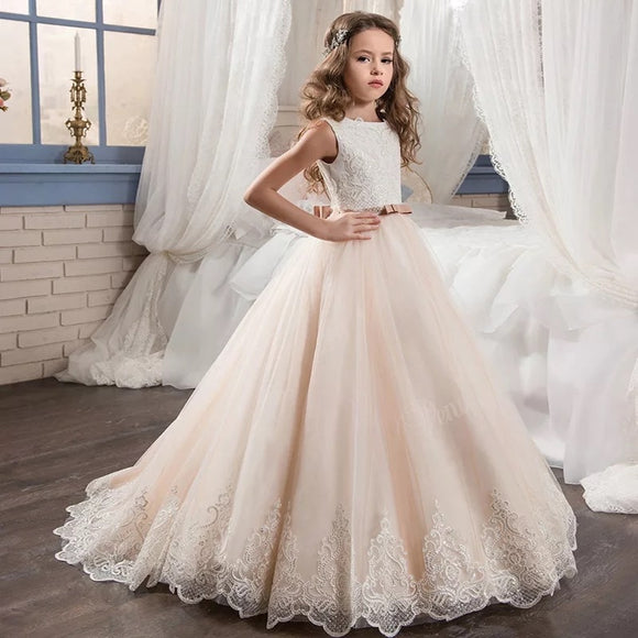 Kids Bridesmaid Flower Girls Wedding Dresses For Party Dress Summer Children Clothes Princess Dress For Girls 8 10 12 Year