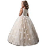 White Flower Girls Dress For Wedding Tulle Lace Long Girl Dress For Kids 12T
