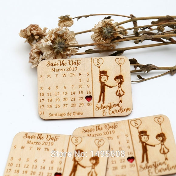 Customized Wedding  Save the Date Wood Favors, Wood Magnets, Engraved Wood Wedding Gifts for Guests Wedding Souvenirs Decoration