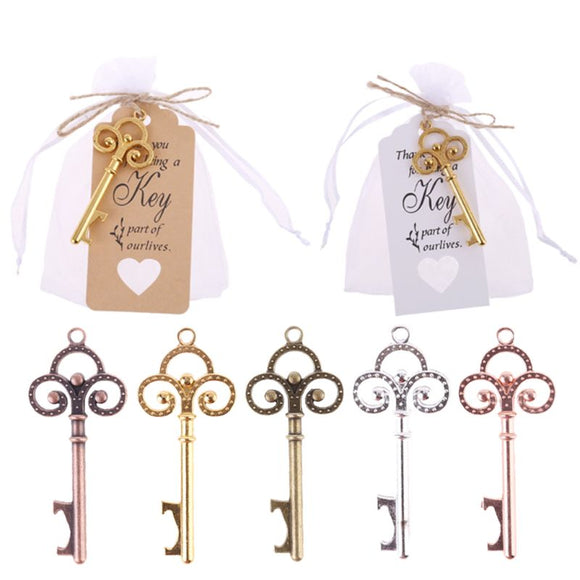 50 Sets  Vintage Key Bottle Opener with Tag Card Bag Wedding Party Favors Souvenirs  Bridesmaid Gift Wedding Details For Guests