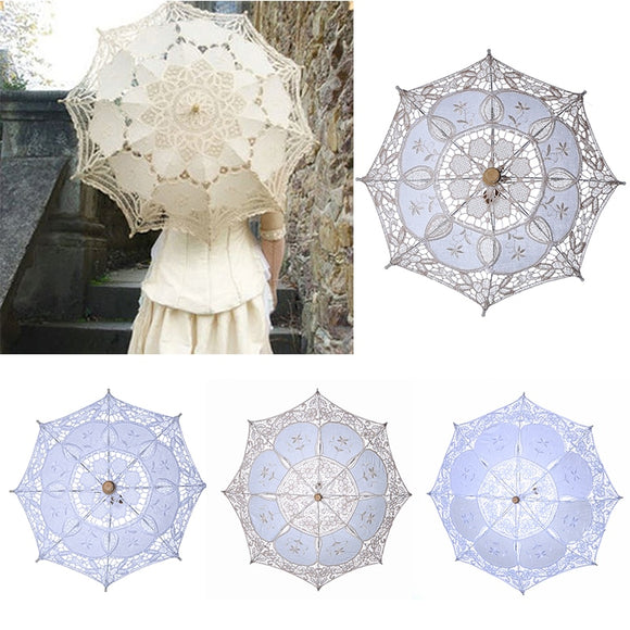 Bridal Umbrellas Wedding Floral Lace Umbrella for Women Romantic White Ivory Embroidery Parasol Umbrella Wedding Supplies