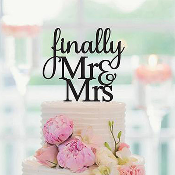 Finally Mr and Mrs, Wedding Cake topper, Bridal Shower Cake Topper