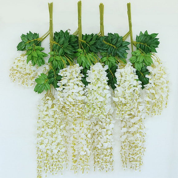 12pcs/set 110 cm  Artificial Flowers Silk Wisteria Fake Garden Hanging Flower Plant Vine Home Wedding Party Event Decor