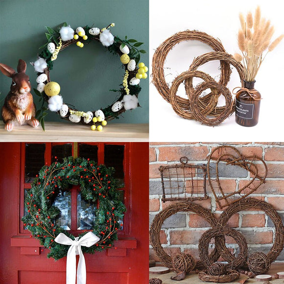 10-30cm Natural Rattan Wreath for DIY Wedding Wreath Craft