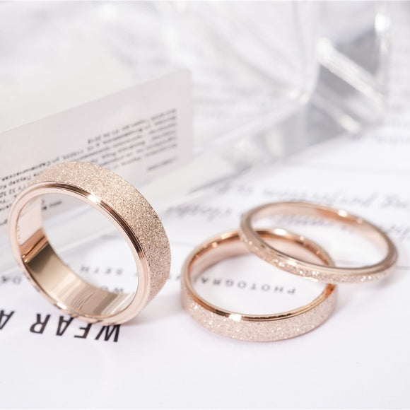 Rose Gold Color Frosted Finger Ring for Woman Man Wedding Jewelry 316L Stainless Steel Top Quality Never Fade