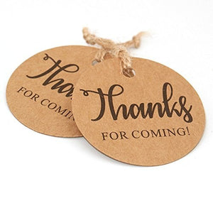 Thanks for coming Tags 300pcs Round paper Tags,Kraft Paper Gift Tags for Baby Shower,Wedding Party Favor wedding gifts for guest