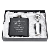Personalized Engraved  6oz Hip Flask Set Stainless Steel Funnel Gift Box +2 Cups Bride Groom Best Man Usher Wedding Decor Favor