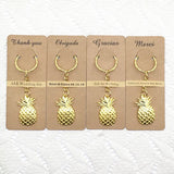 100pcs/lot Wedding Favors Birthday Party Gifts for Guests Golden Color Pineapple KeyChain with Personalized Thank you Card
