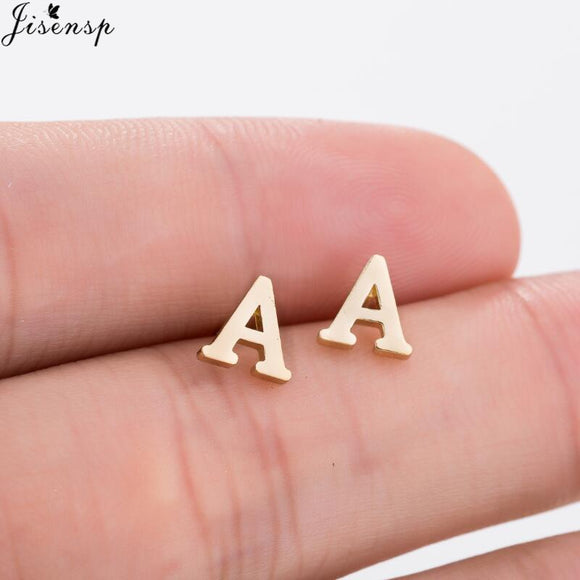 Jisensp Fashion Tiny Initial Letter Earrings Personalized Bridesmaids Gift Cute Alphabet Stud Earrings Everyday Jewelry brincos