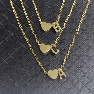 Gold Silver Statement Necklaces Pendant Stainless Steel Chain Personalized Heart Initial Necklace For Women Bridesmaid Gift BFF