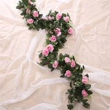 Artificial Rose Flower Fake Hanging Decorative Roses Vine Plants Leaves Artificials Garland Flowers Wedding Wall Decoration