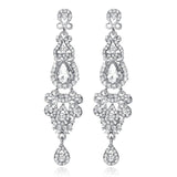 Minmin Silver Color Crystal Chandelier Wedding Long Earrings for Women Luxury Brides Bridesmaid Earrings Fashion Jewelry MEH182