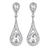 Minmin Silver Color Crystal Chandelier Wedding Long Earrings for Women Luxury Brides Bridesmaid Earrings Fashion Jewelry MEH182